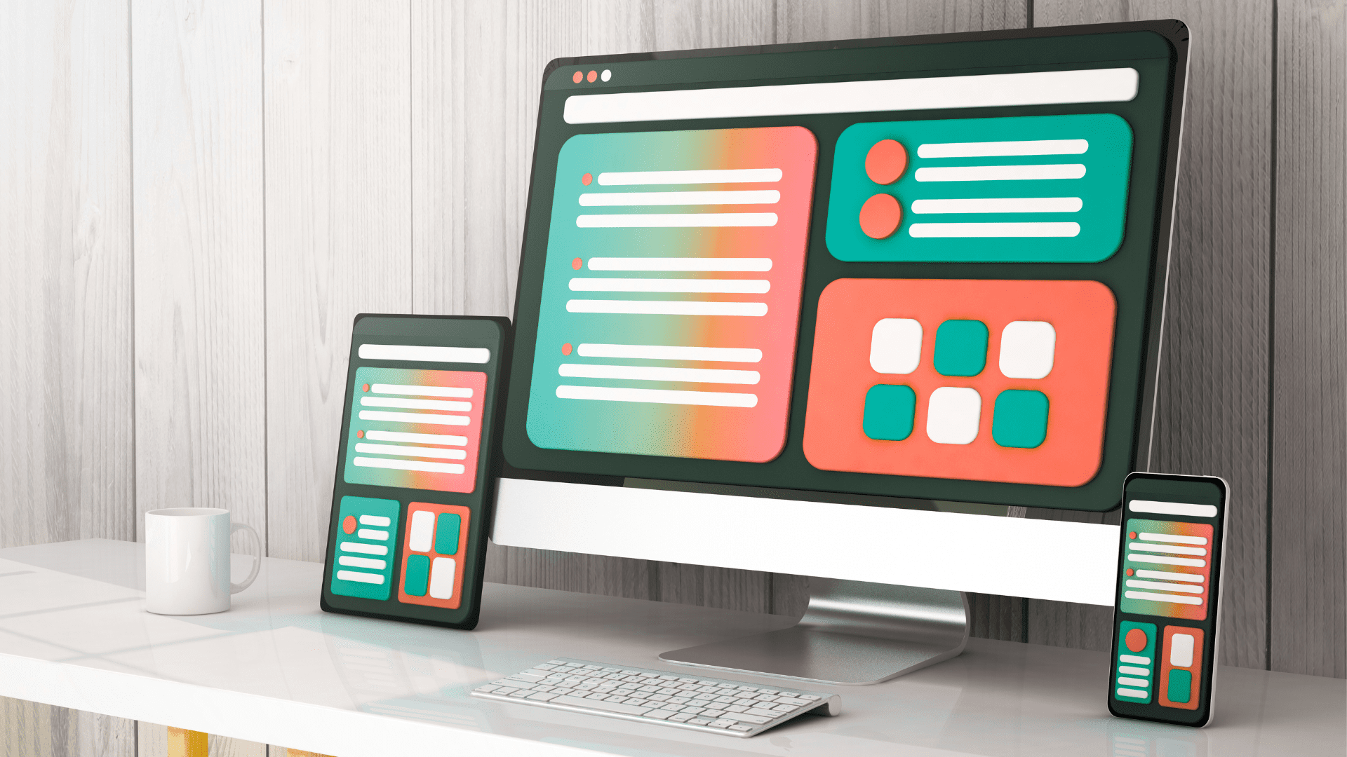 Website Design for Small Businesses by Deacon Solutions shown on desktop and mobile devices with modern responsive layout