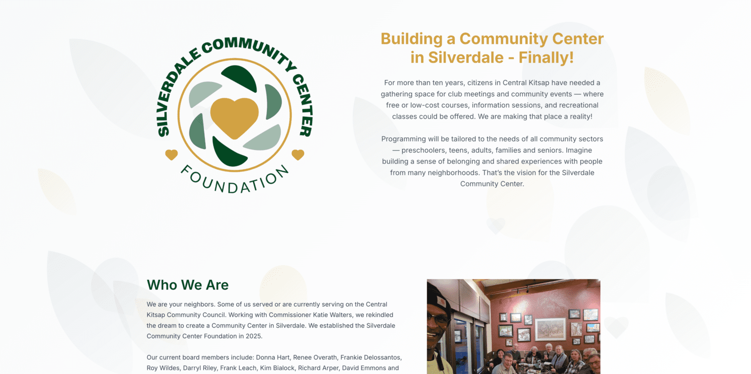 Silverdale Community Center Foundation donation-ready landing page created by Deacon Solutions
