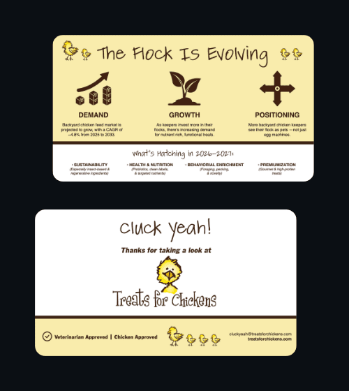 Treats for Chickens Market Strategy Slide, designed by Deacon Solutions