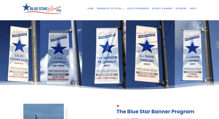 Blue Star Banner Program website screenshot for the website automation case study